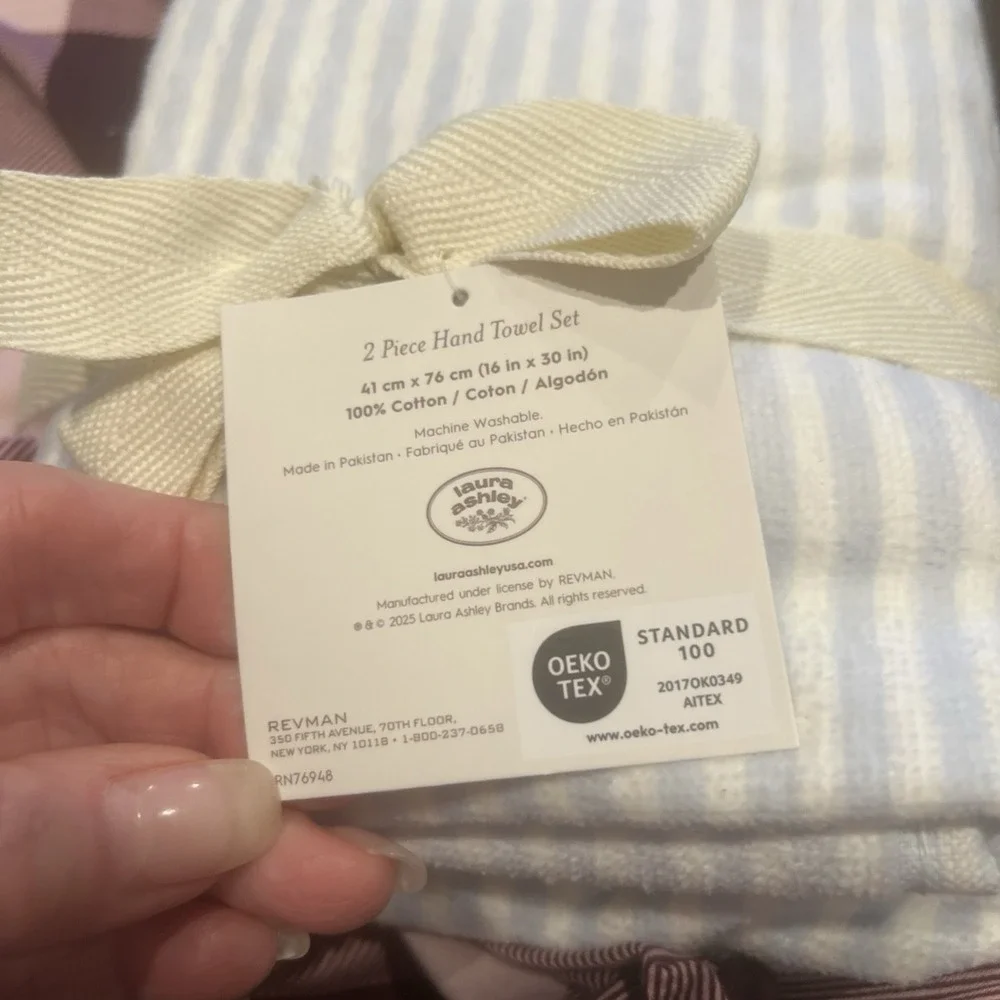 NEW Laura Ashley Floral Striped Cotton Hand Towels (4)